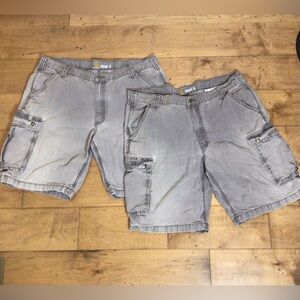(2) Carhartt Men’s Rugged Relaxed Fit Canvas Cargo Shorts – Gray – Size 40